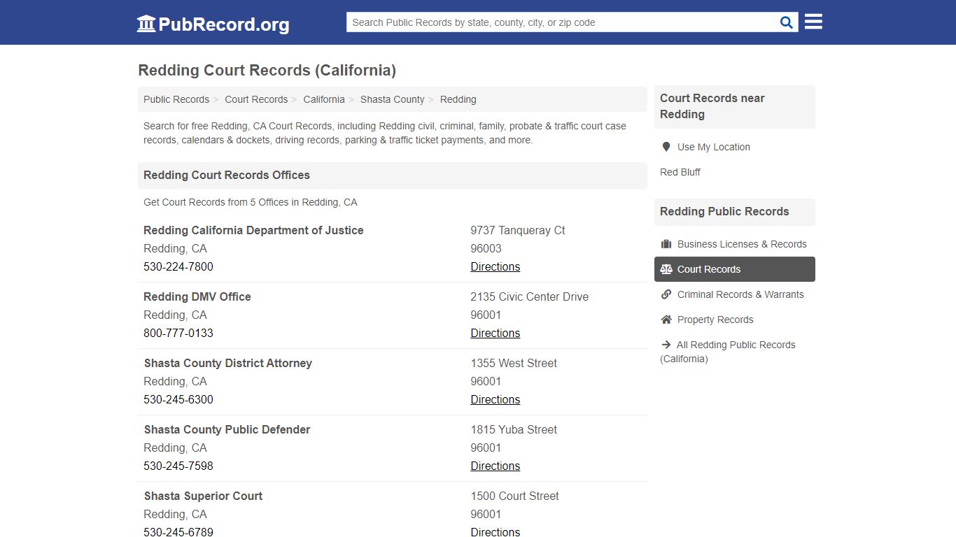 Free Redding Court Records (California Court Records)