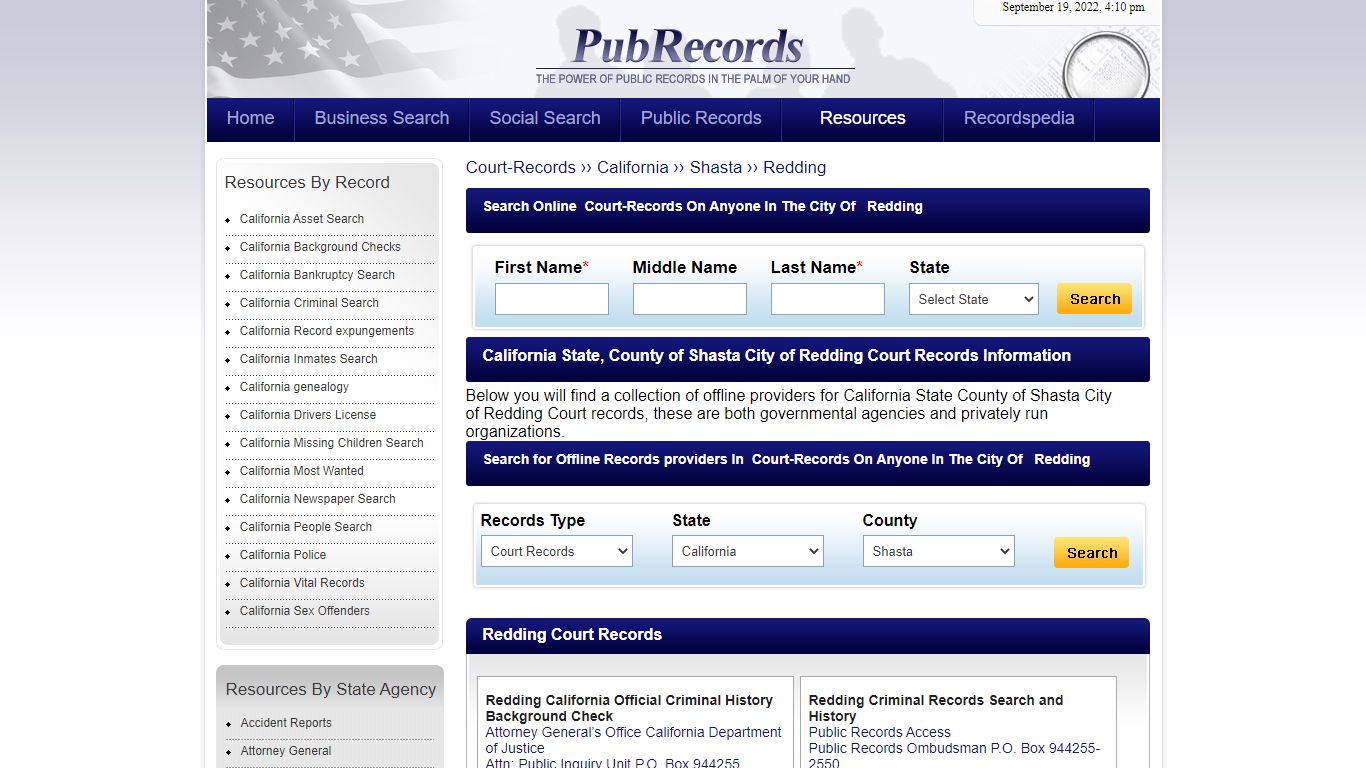 Redding, Shasta County, California Court Records